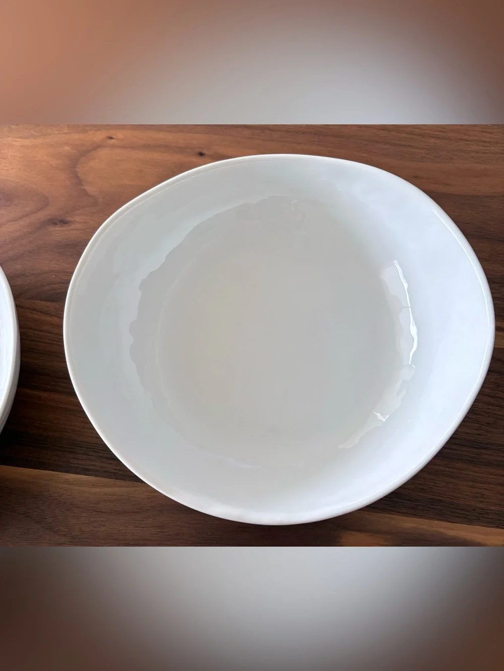 2 x Crate & Barrel Mercer White Porcelain Serving Bowls Set of 2 Modern Ceramic